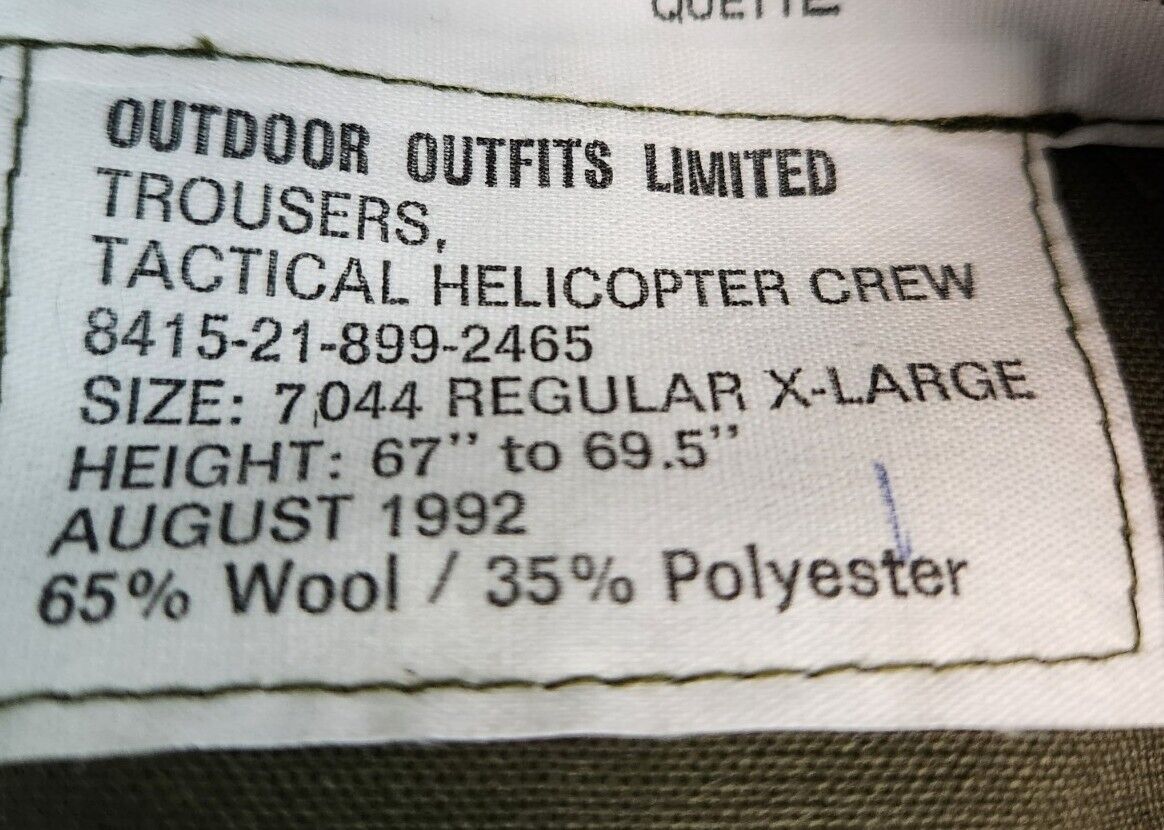 Canadian Force Tac Heli Pants Size Xl