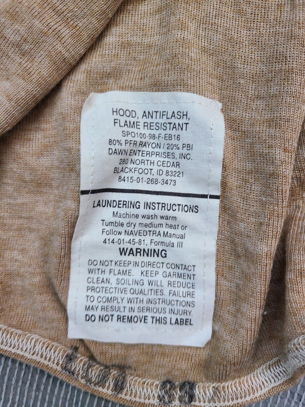 Canadian Force hood antiflash